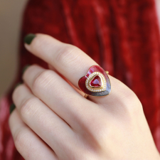 Ruby Heart Enamel Ring